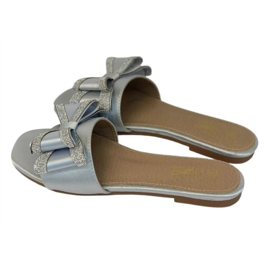 MATA SHOES / Welcome / Silver / Embellished Slide /  Sandals / Size 9 - Picture 2 of 7